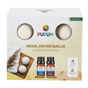 Organic Wool Dryer Balls (4 Pack) - Comes With 2 Scented Essential Oils - REGN