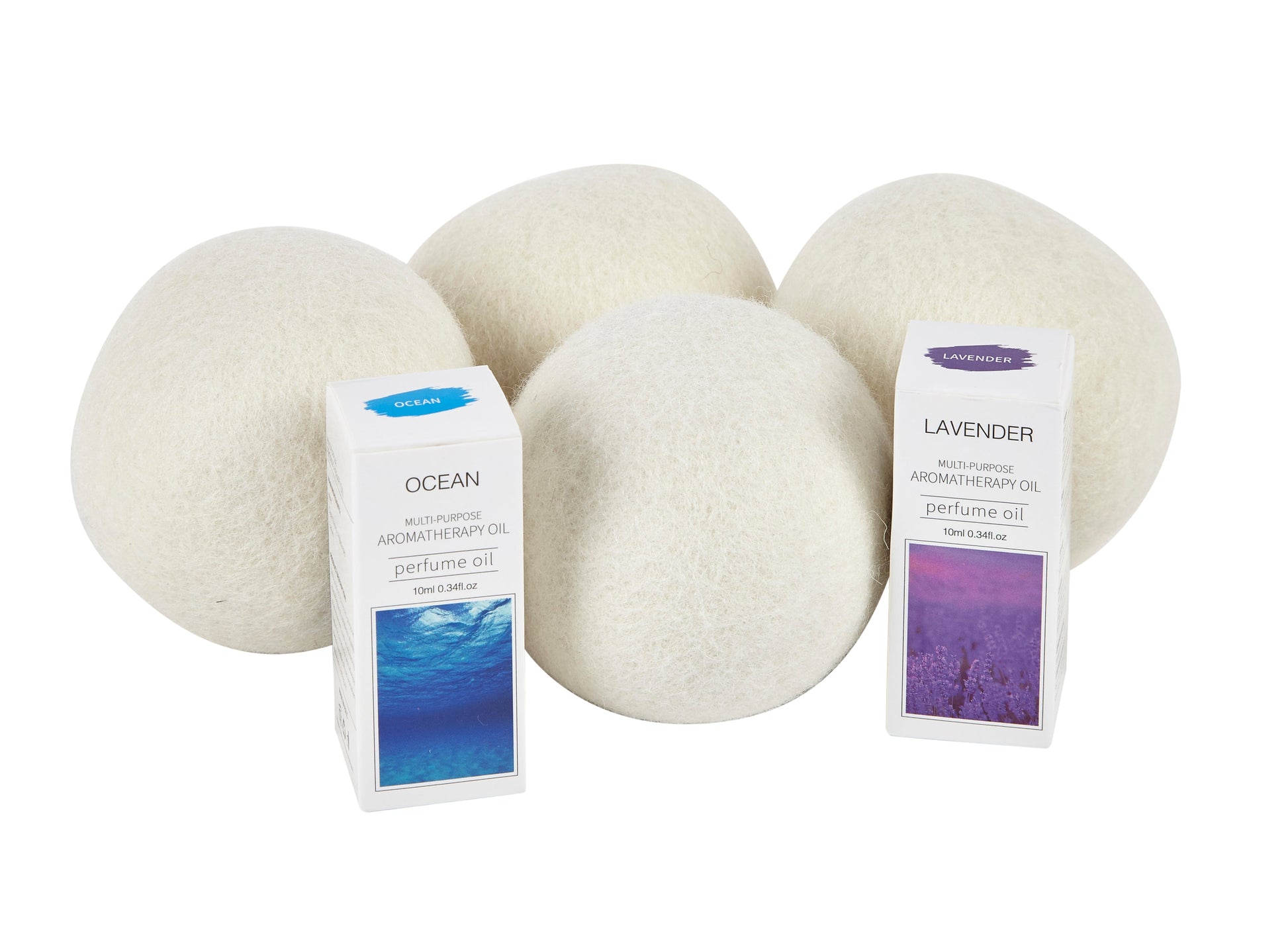 Organic Wool Dryer Balls (4 Pack) - Comes With 2 Scented Essential Oils - REGN