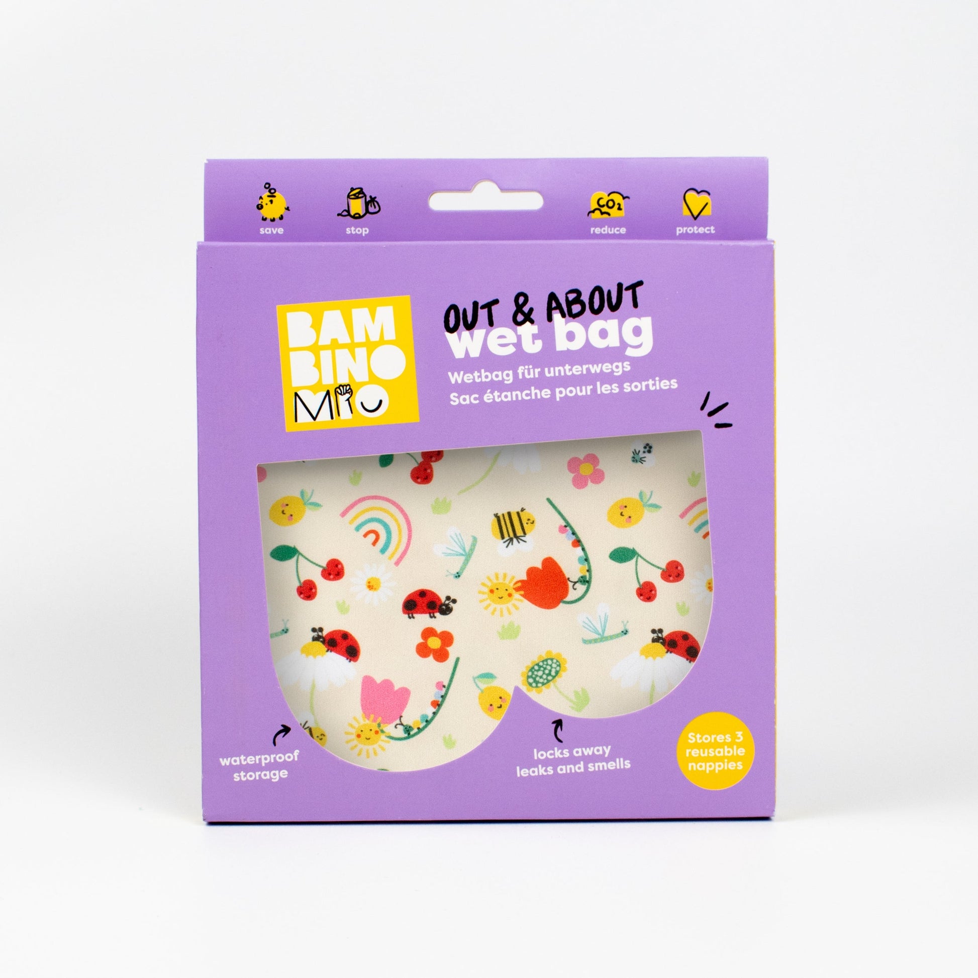 Out and About Waterproof Wet Nappy Bag in Sunshine Friends - REGN