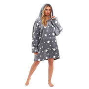 Daisy Dreamer Oversized Hooded Blanket Grey Stars Ultra Soft Sherpa Fur Lining Multipack Value Everyday Essential