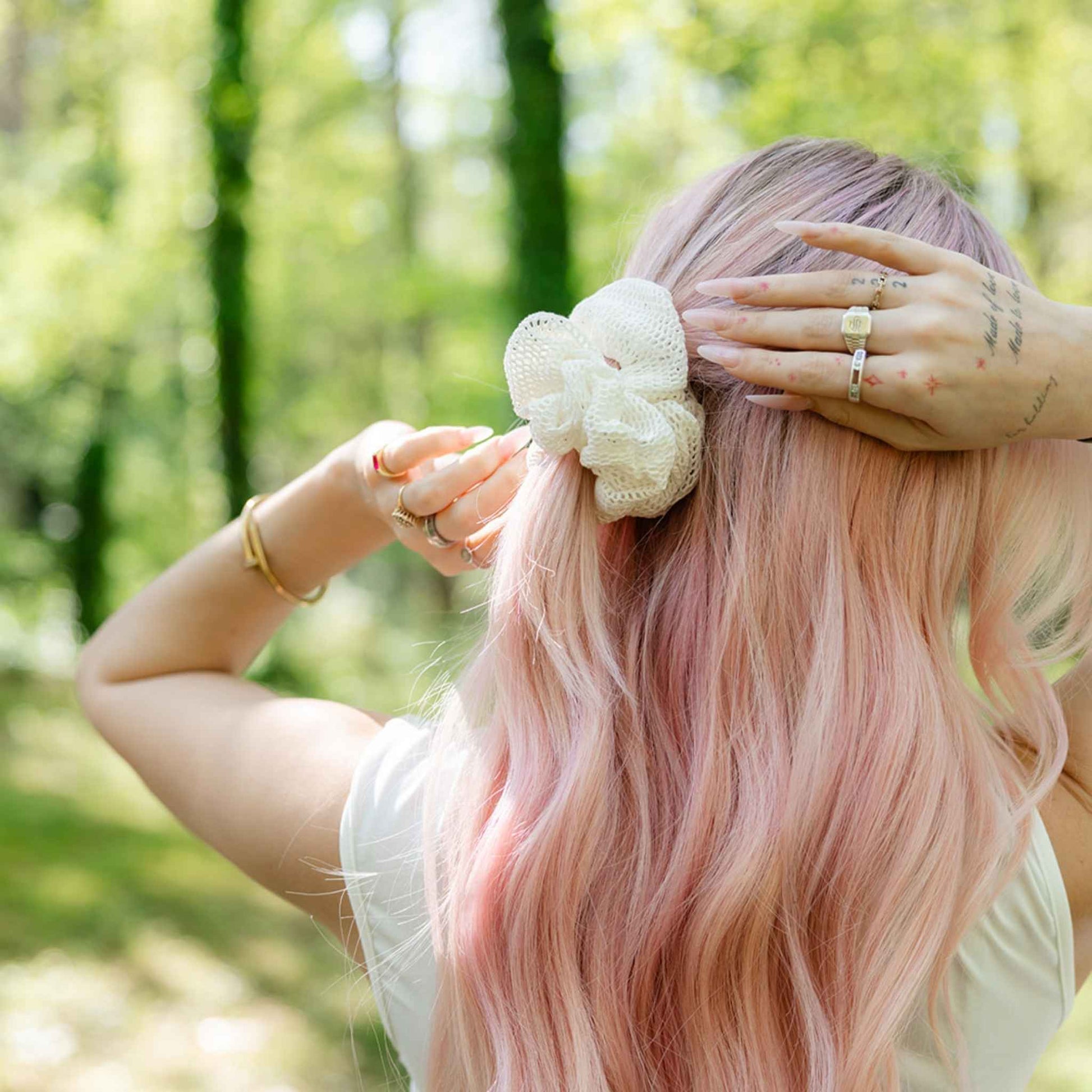 Oversized Plastic - Free Honeycomb Scrunchie – Organic Cotton - REGN