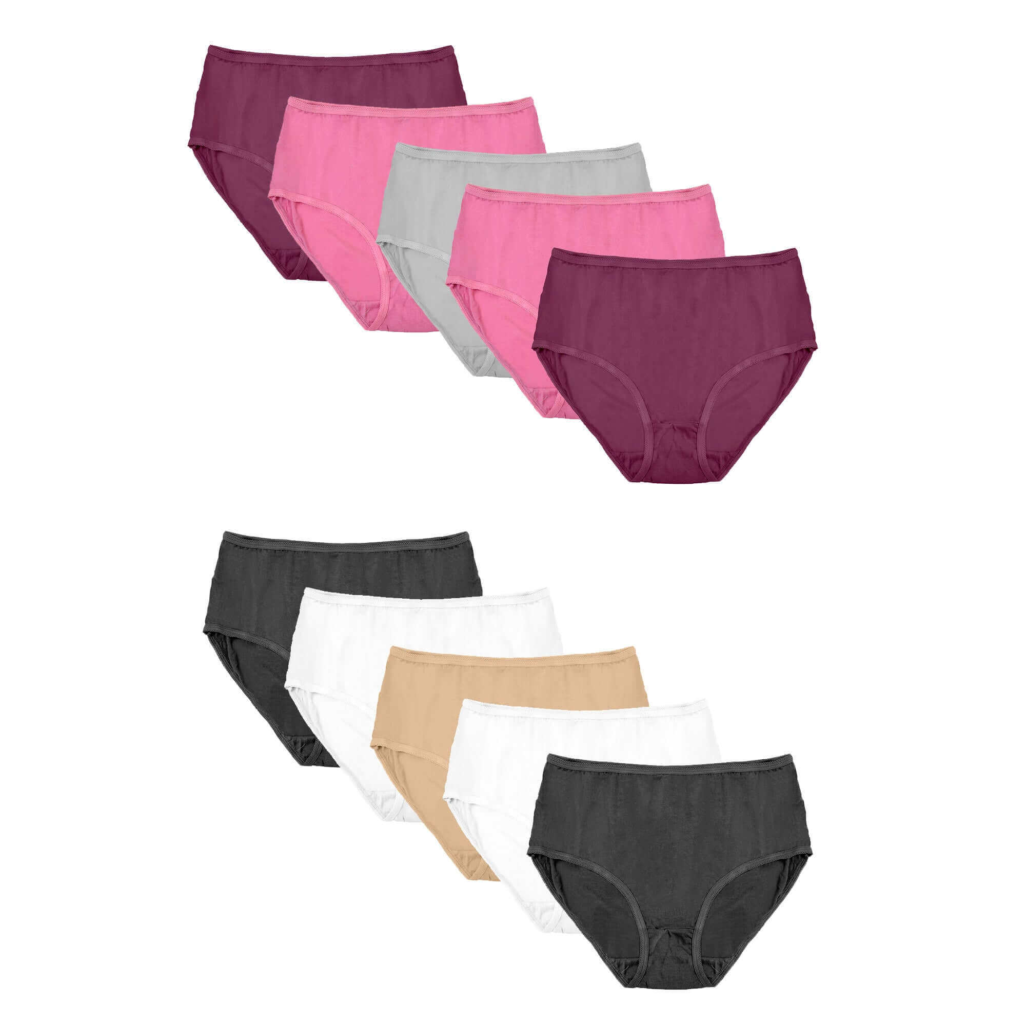 Daisy Dreamer Pack Of 10 Womens Midi Briefs Cotton Breathable Assorted Styles Comfortable