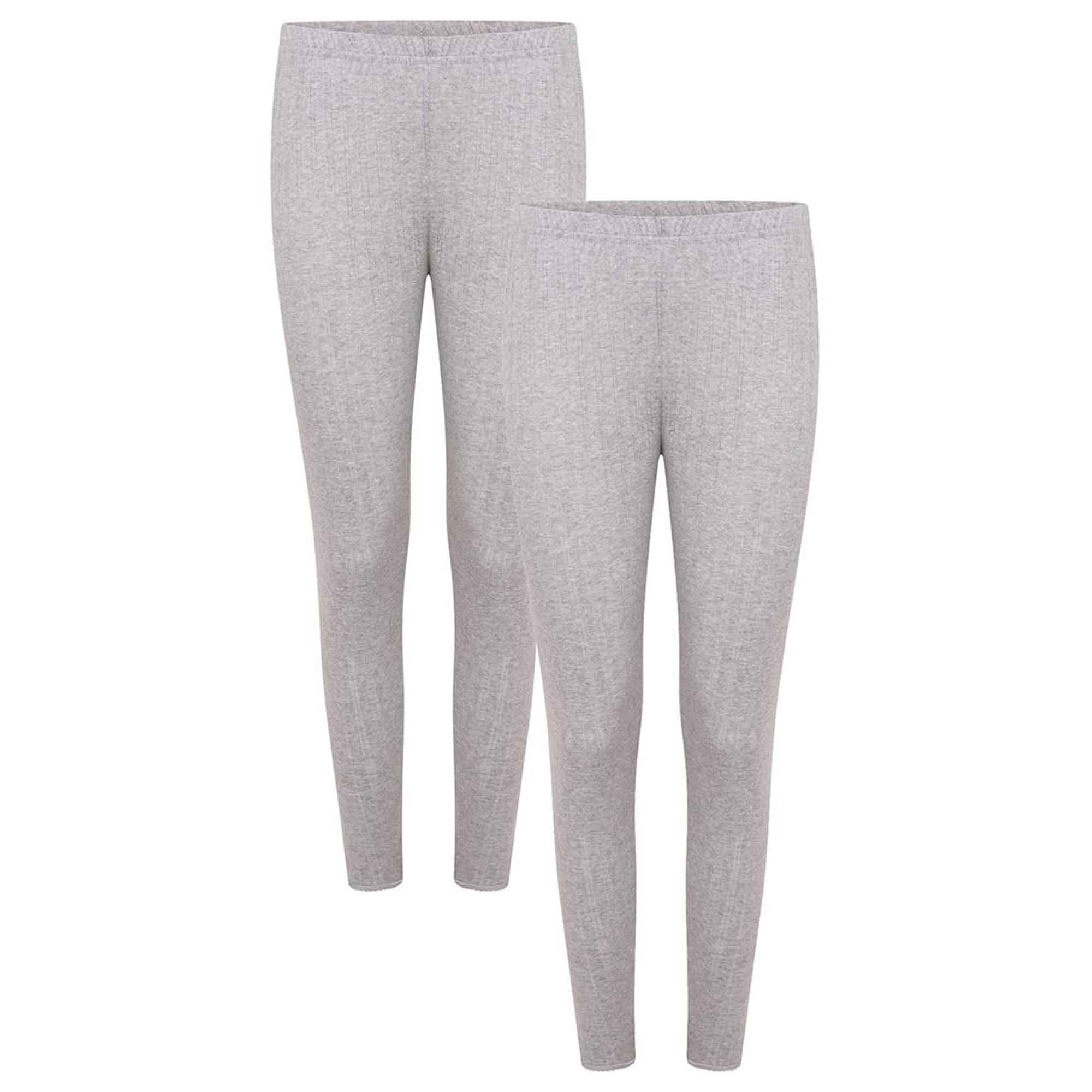 Daisy Dreamer Womens Thermal Pants 2 Pack Cotton Rich Insulating Yarn Ribbed Comfort Fit