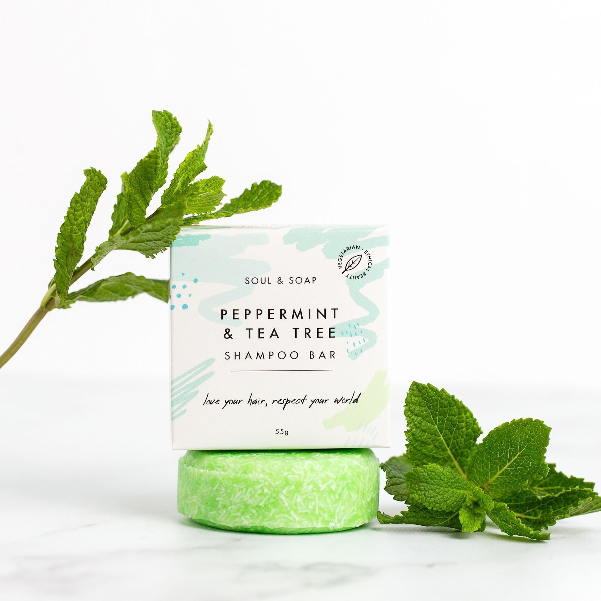 Peppermint & Tea Tree Solid Shampoo Bar For All Hair Types - Vegan - REGN