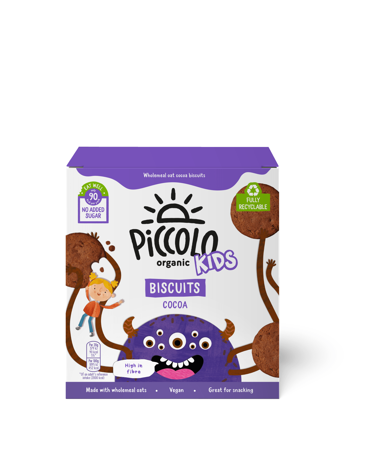 Piccolo Kids Cocoa Biscuits 100g Wholemeal Oat Snack - REGN