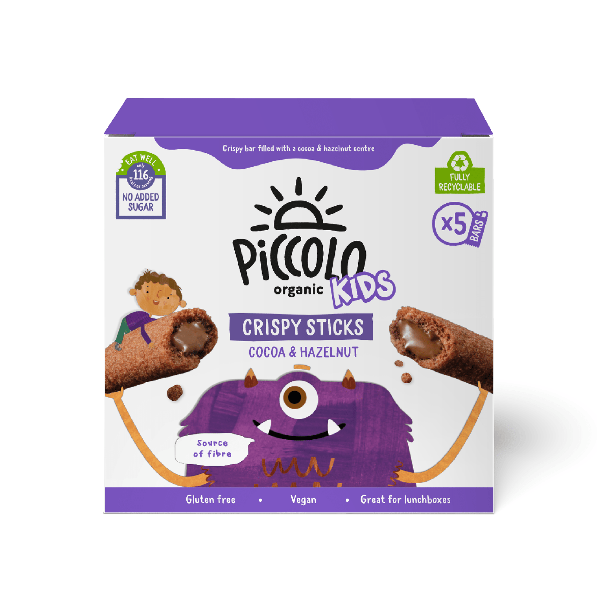 Piccolo Kids Cocoa & Hazelnut Crispy Sticks 5 x 25g Snack - REGN
