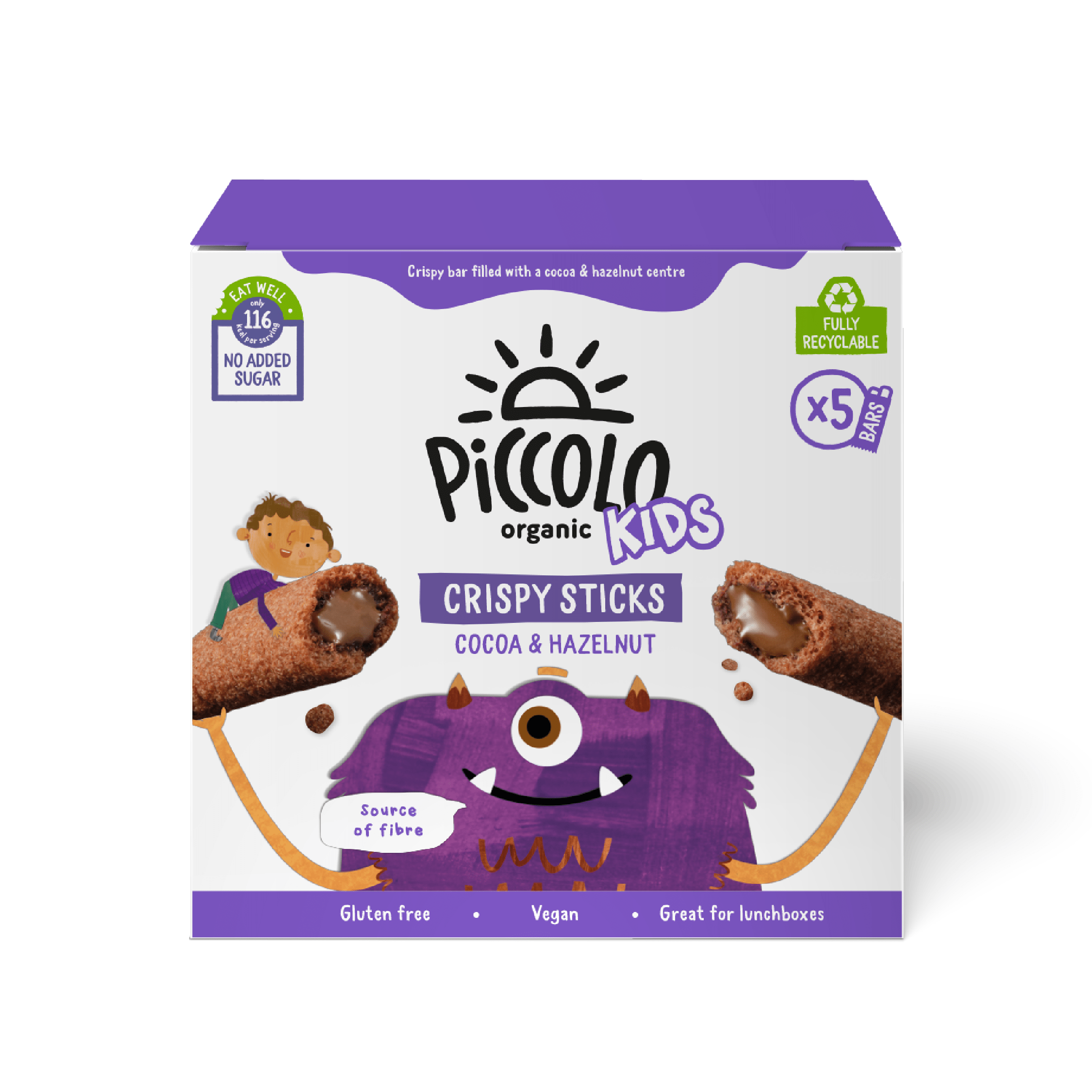 Piccolo Kids Cocoa & Hazelnut Crispy Sticks 5 x 25g Snack - REGN