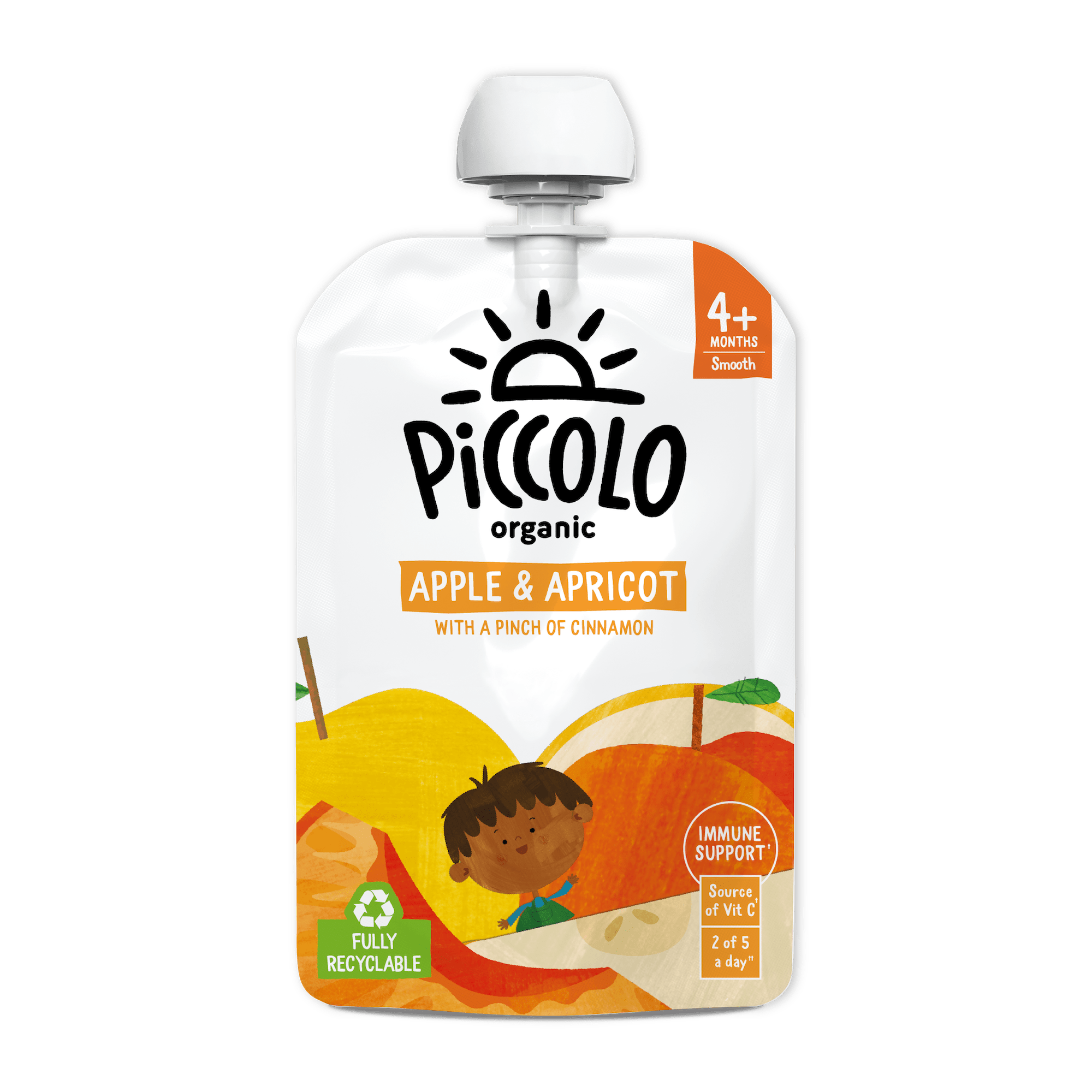 Piccolo Organic Apple & Apricot Baby Food Pouch 100g 4m+ - REGN