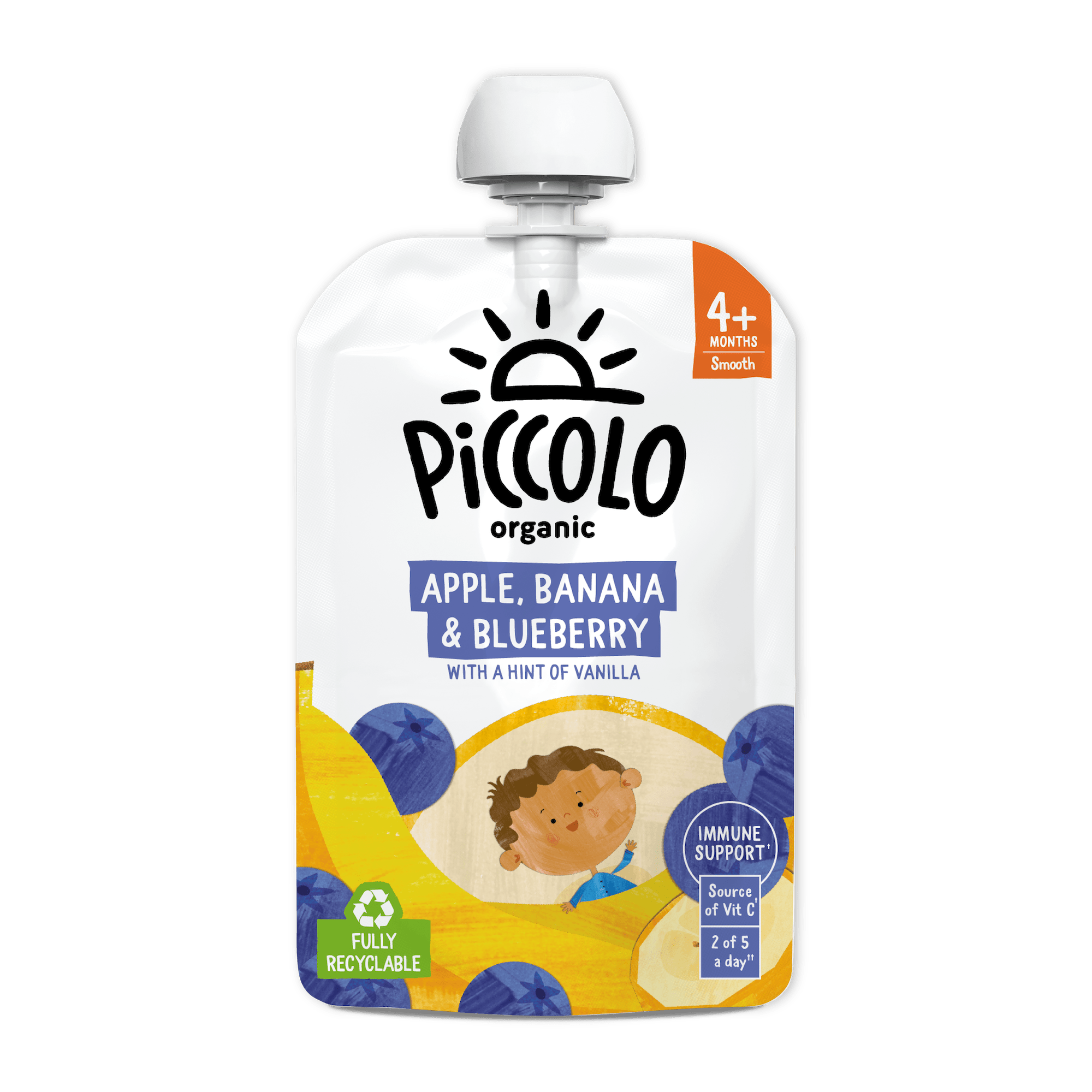 Piccolo Organic Apple Banana & Blueberry Baby Food Pouch 100g 4m+ - REGN
