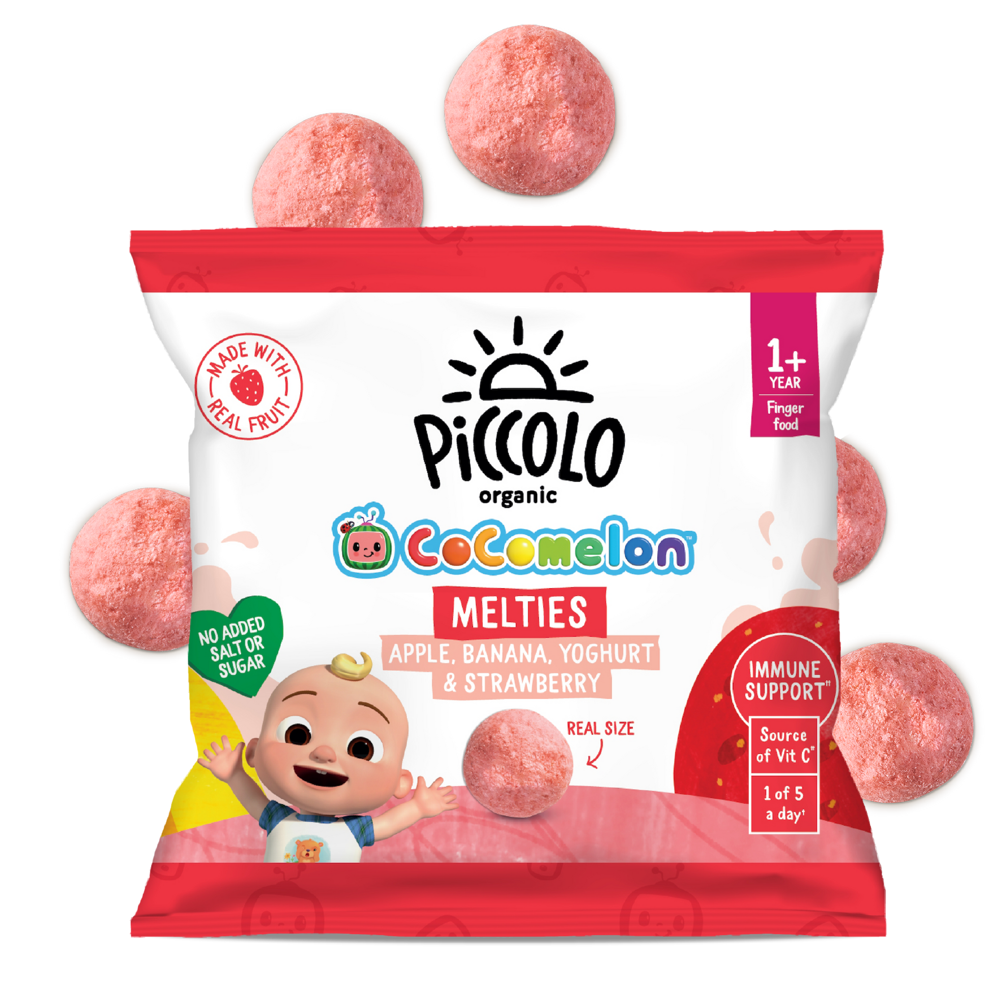 Piccolo Organic Apple Banana Yoghurt & Strawberry Melties 6g Baby Snack - REGN