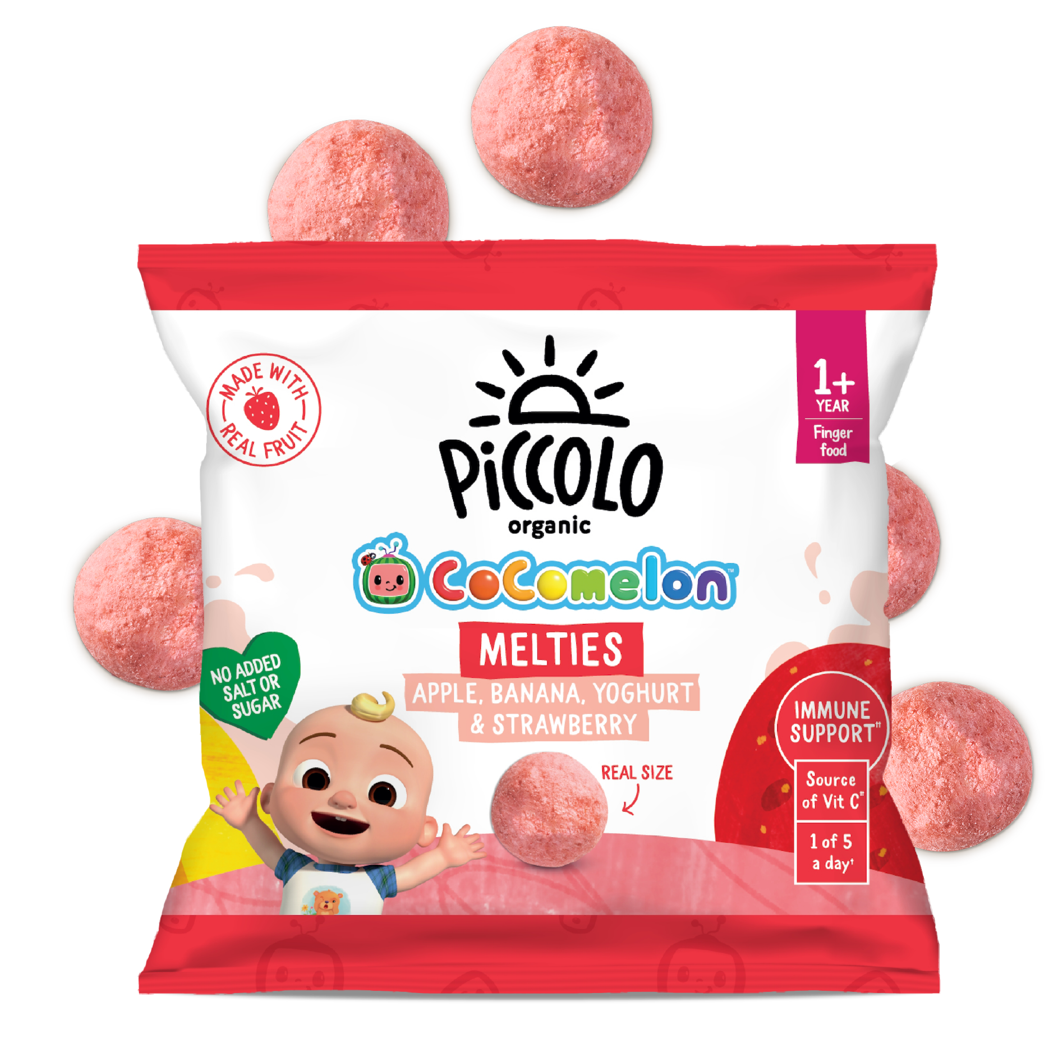 Piccolo Organic Apple Banana Yoghurt & Strawberry Melties 6g Baby Snack - REGN