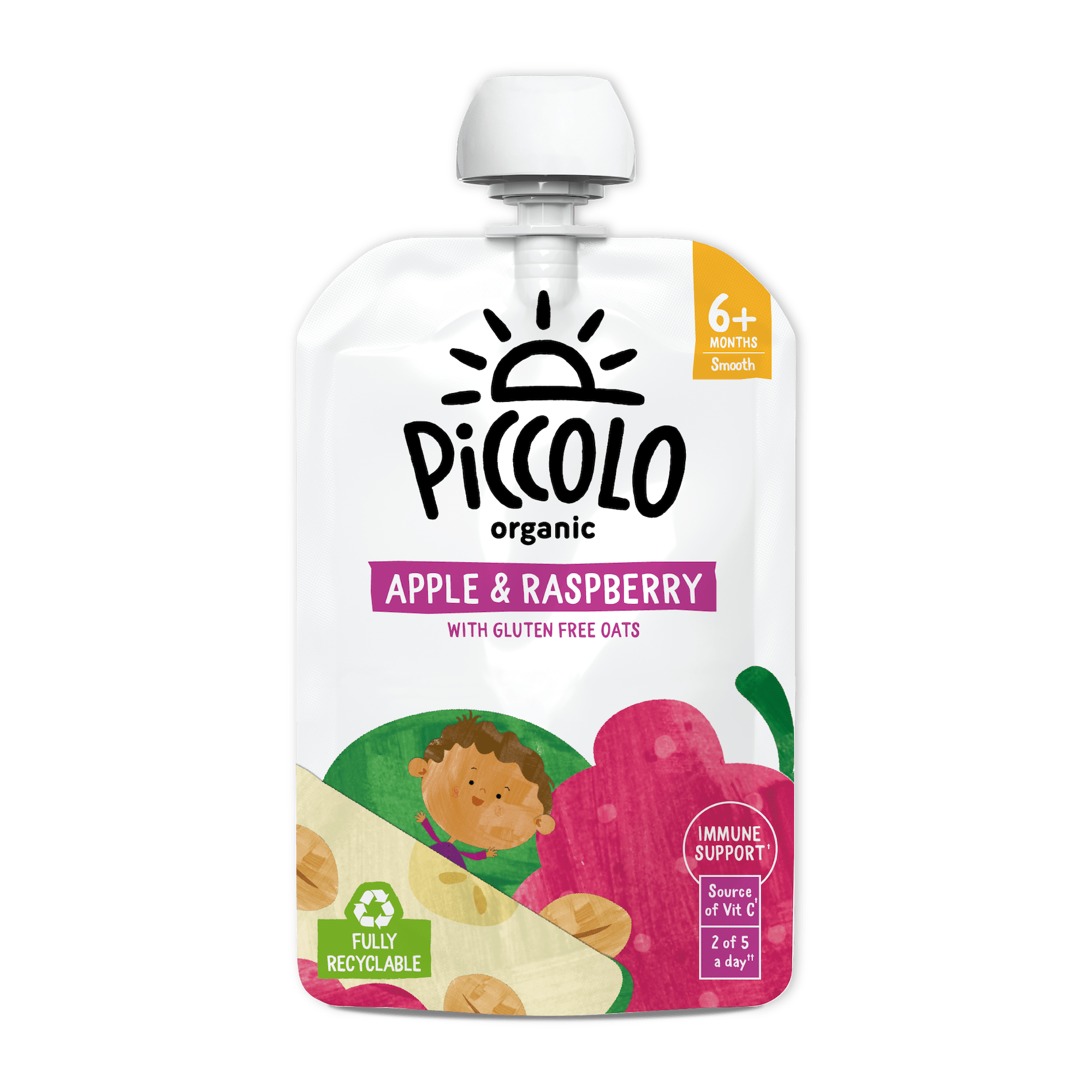 Piccolo Organic Apple & Raspberry Baby Food Pouch 100g 4m+ - REGN