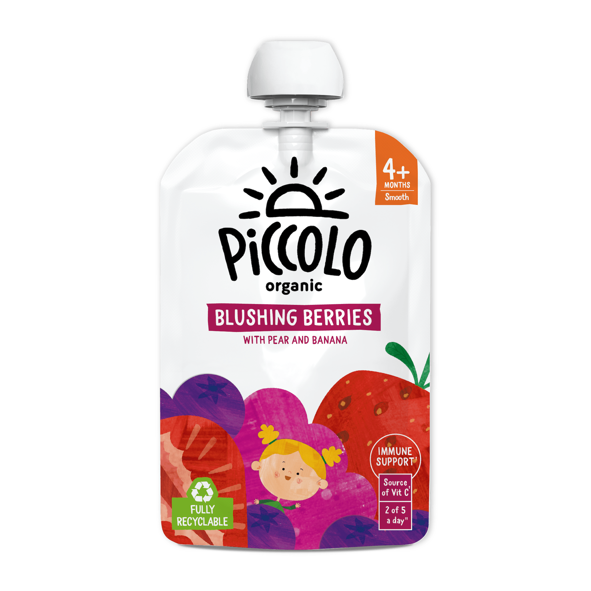 Piccolo Organic Blushing Berries Pear & Banana Baby Food 100g 4m+ - REGN