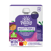Piccolo Organic Mighty Purple Smoothies 4 x 90g Baby Fruit Smoothie 6m+ - REGN