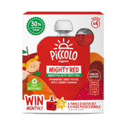 Piccolo Organic Mighty Red Smoothies 4 x 90g Baby Fruit Smoothie 6m+ - REGN