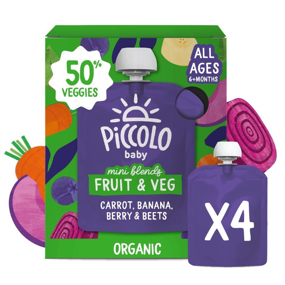 Piccolo Organic Mini Blends Fruit & Veg Pouches 4 x 90g - REGN