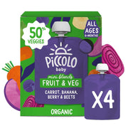Piccolo Organic Mini Blends Fruit & Veg Pouches 4 x 90g - REGN