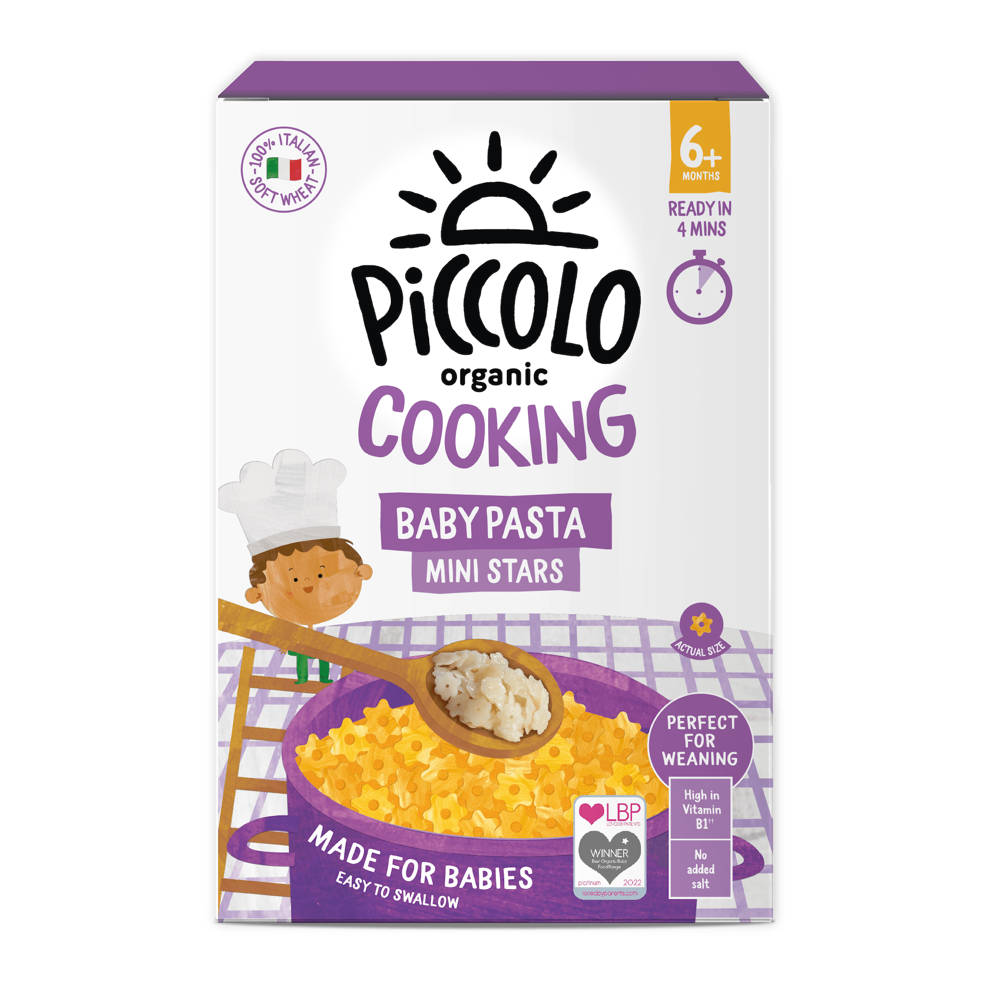 Piccolo Organic Mini Stars Baby Pasta 7m+ 500g - REGN