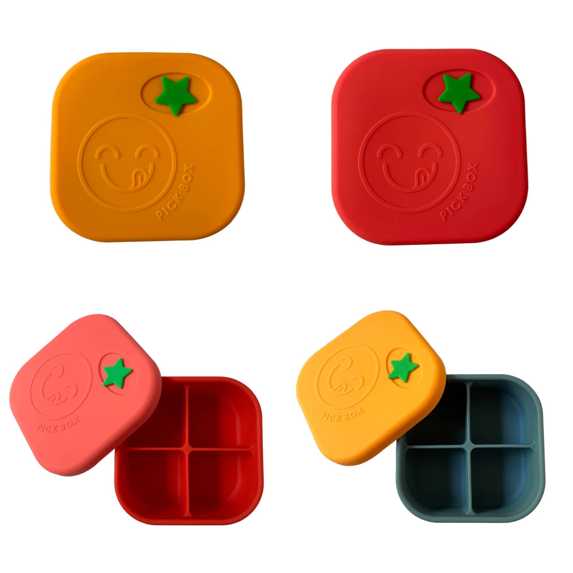 Pick Plates Pick Box Snack Silicone Snack Box – 4 Compartment 500ml - REGN