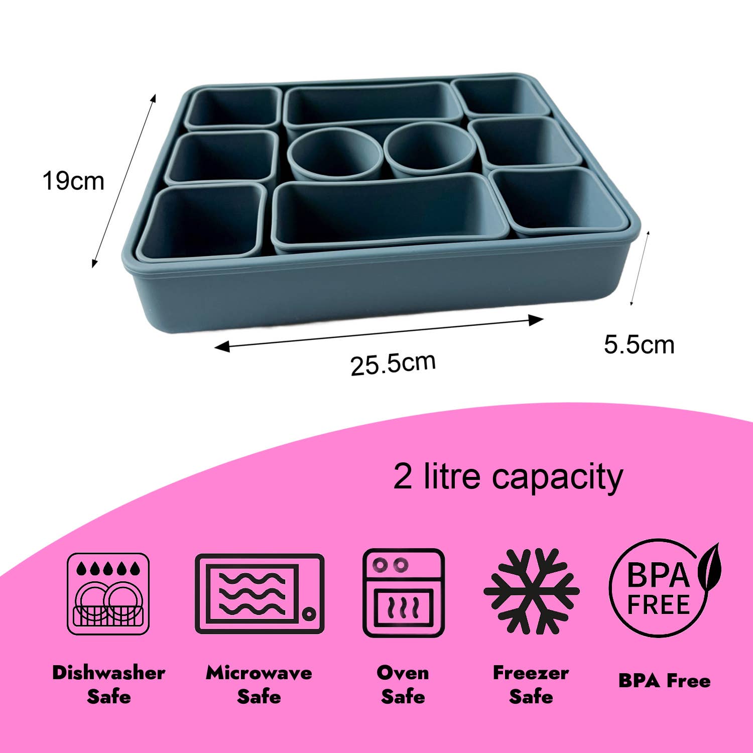 Pick Plates Snackle Box Silicone Snack Box – 10 Compartment Food Container - REGN