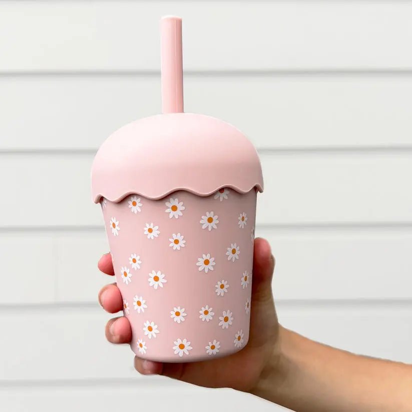 Pink Daisy Mini Toddler Smoothie Cup & Straw 200ml - REGN