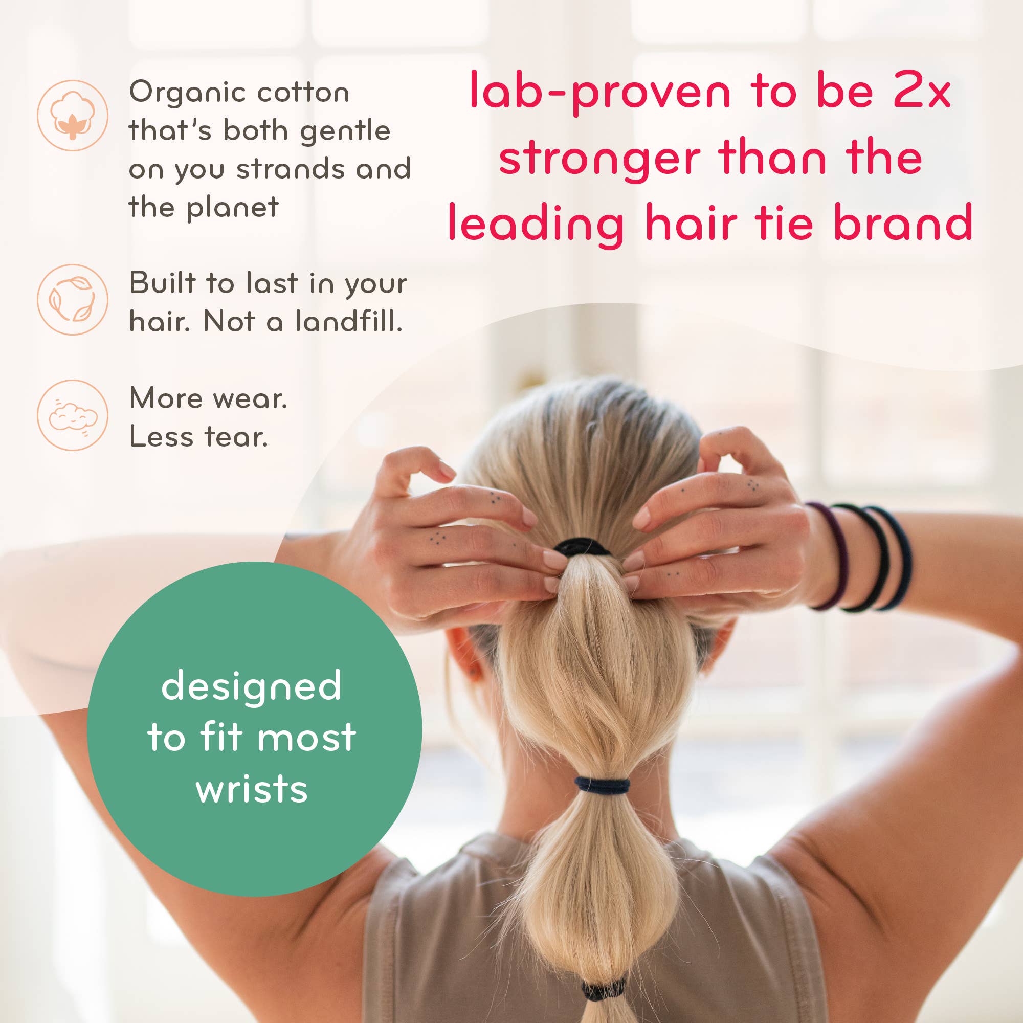Plastic - Free Round Hair Ties for Medium to Thick Hair – Black - REGN