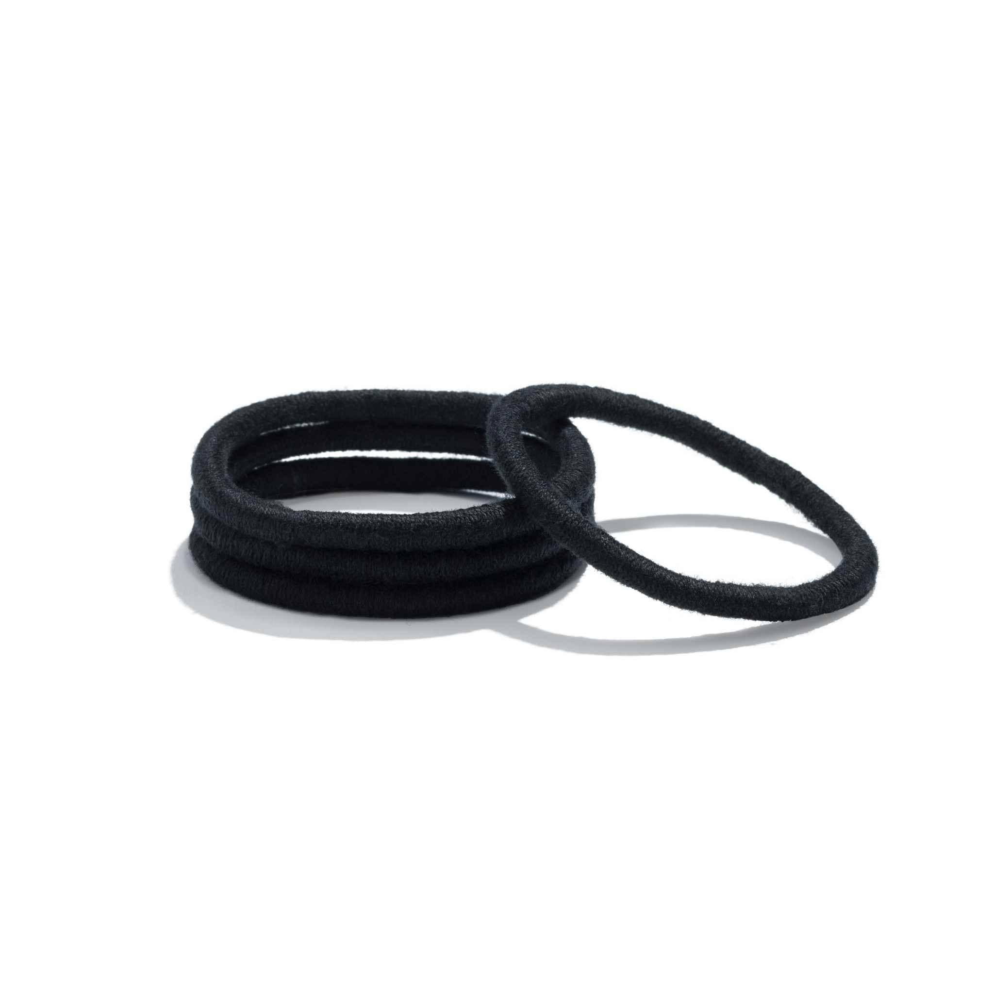 Plastic - Free Round Hair Ties for Medium to Thick Hair – Black - REGN