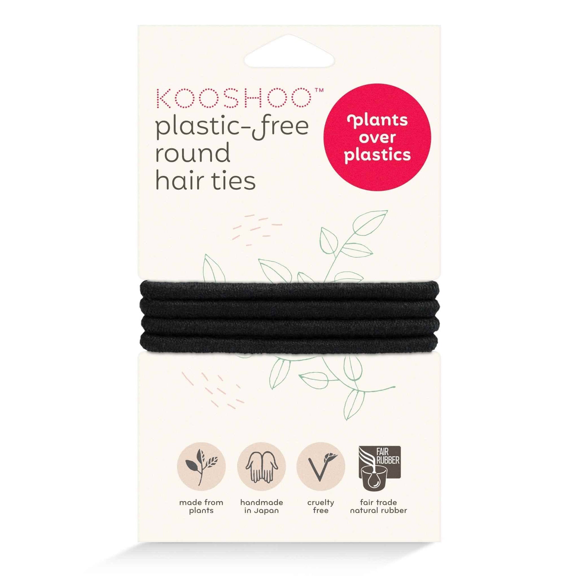 Plastic - Free Round Hair Ties for Medium to Thick Hair – Black - REGN
