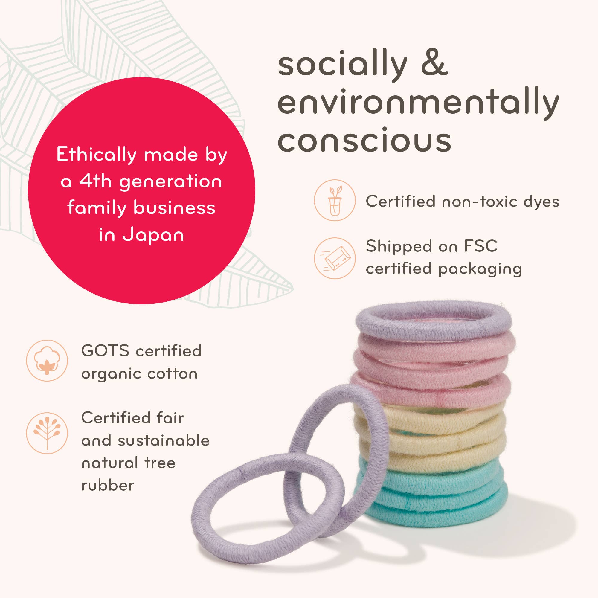 Plastic - Free Round Hair Ties Mini 6 - Pack – Pastel Blooms - REGN