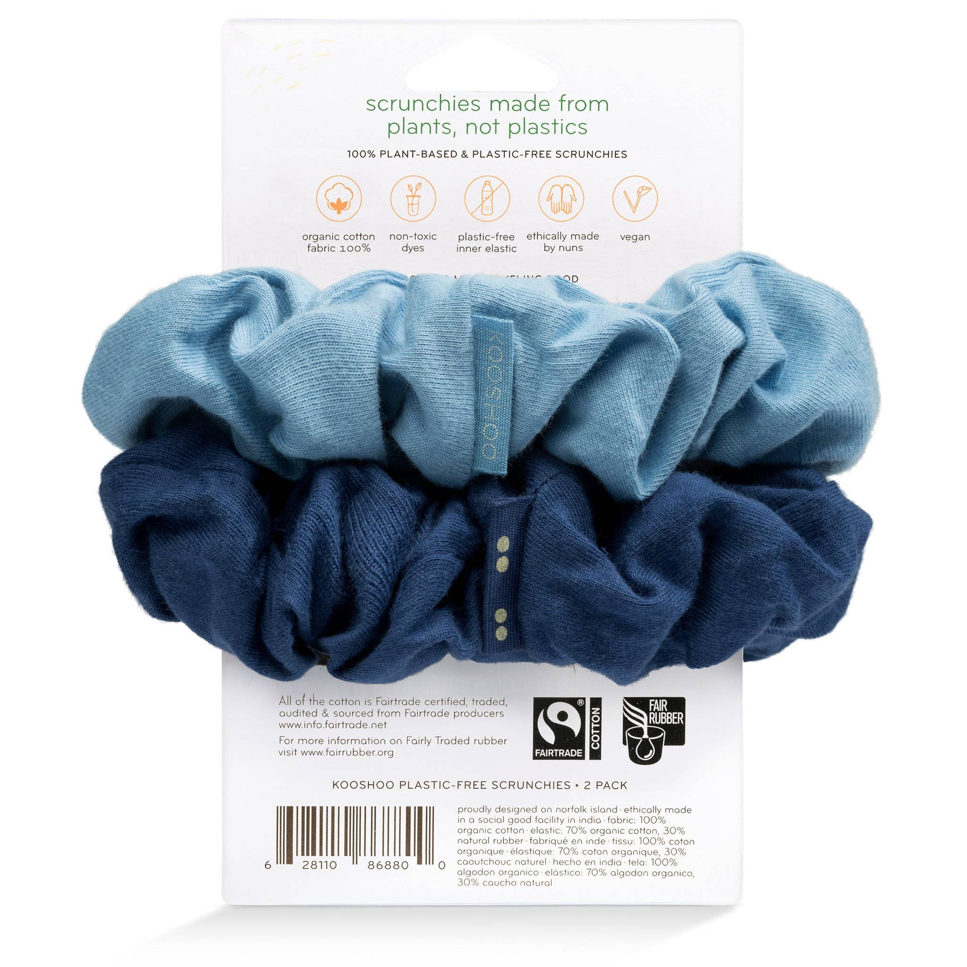 Plastic - Free Scrunchies True Blue – Organic Cotton - REGN