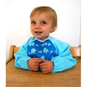 Premium Soft Long Sleeve Water Resistant Washable Bib – Blue Elephant Design - REGN