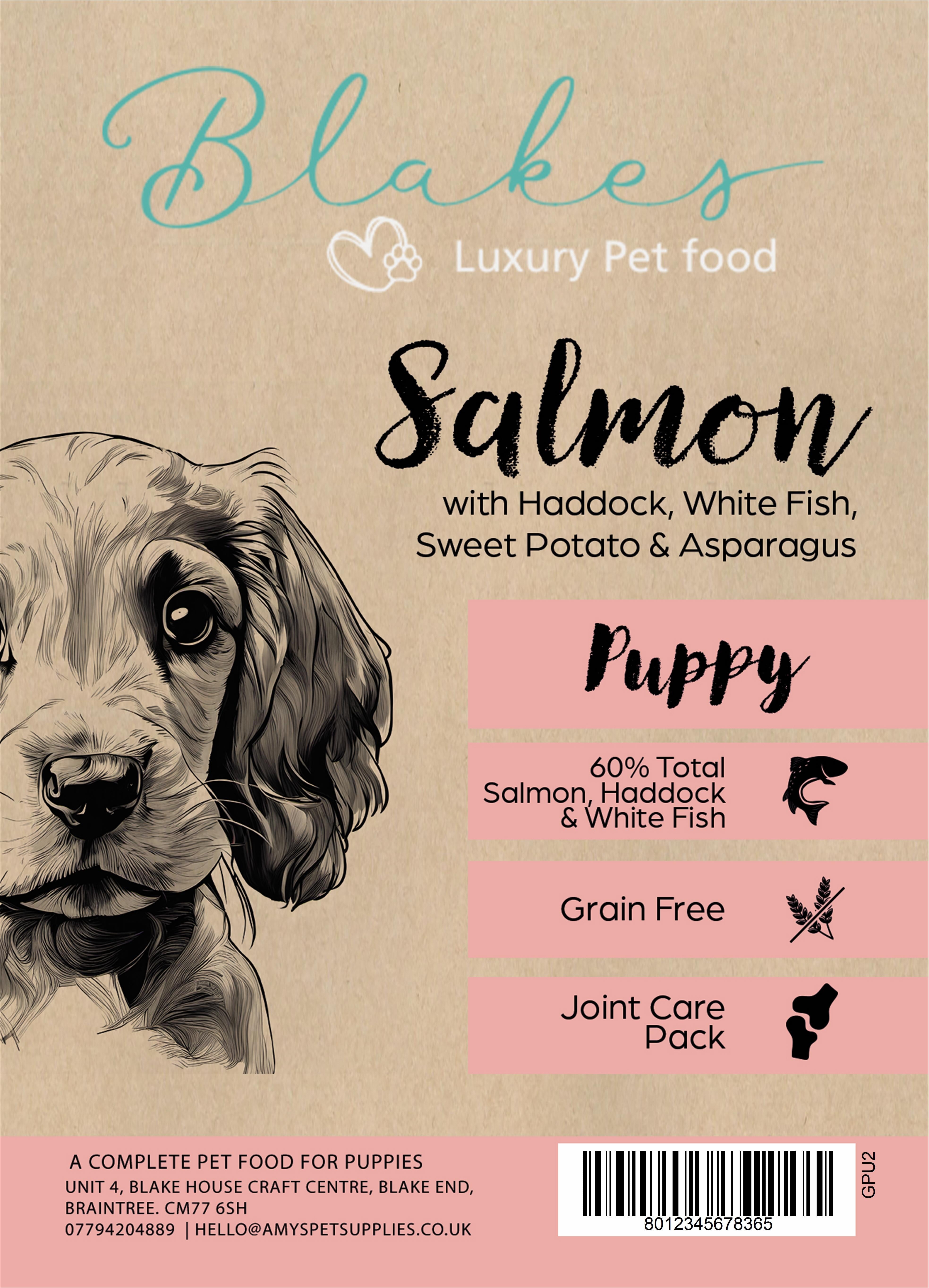 Puppy – Salmon, Haddock & White Fish – Blake’s Grain Free Dog Food - REGN