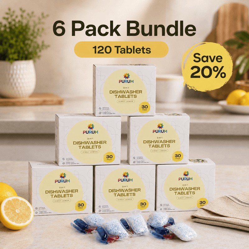 Purum 3-in-1 Dishwasher Tablets Bundle – Lemon – 180 Tablets