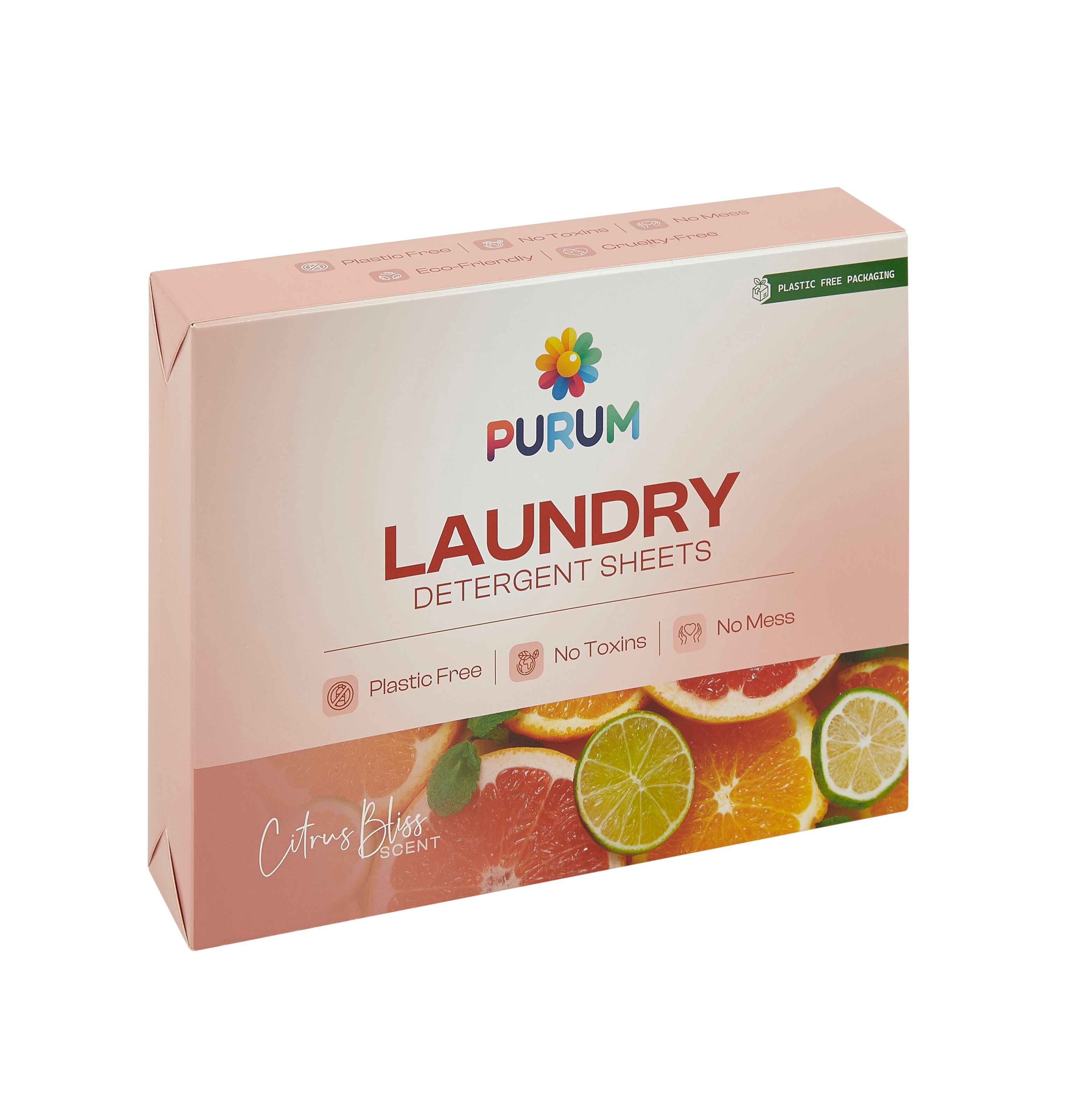 Purum Citrus Bliss Scented Eco - Friendly Laundry Detergent Sheets - 64 Pack - REGN