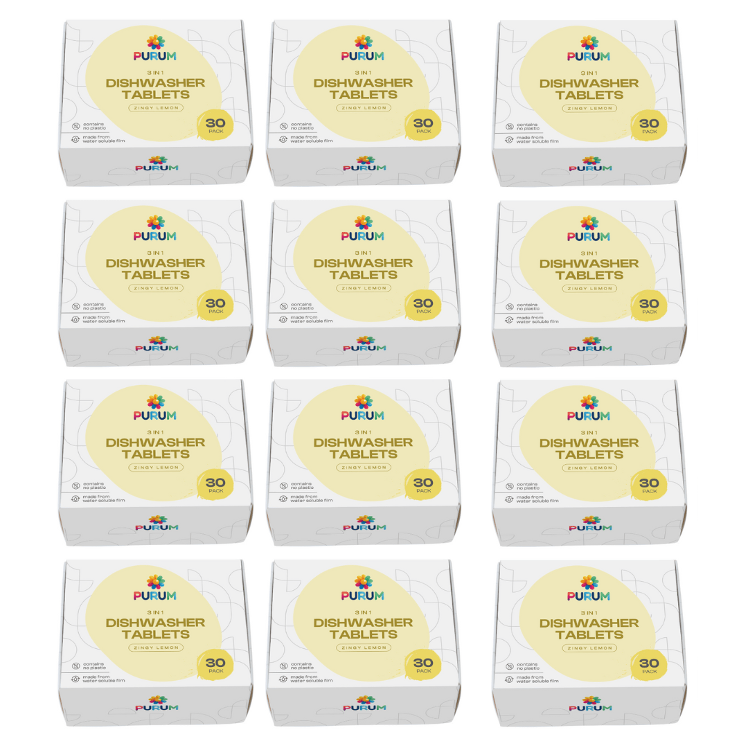 Purum Dishwasher Tablet – 1 - Year Supply (360 Tablets) | Plastic - Free & Eco - Friendly | Save 20% - REGN