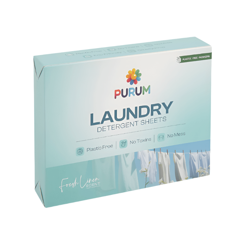 Purum Fresh Linen Scented Eco - Friendly Laundry Detergent Sheets - 64 Pack - REGN