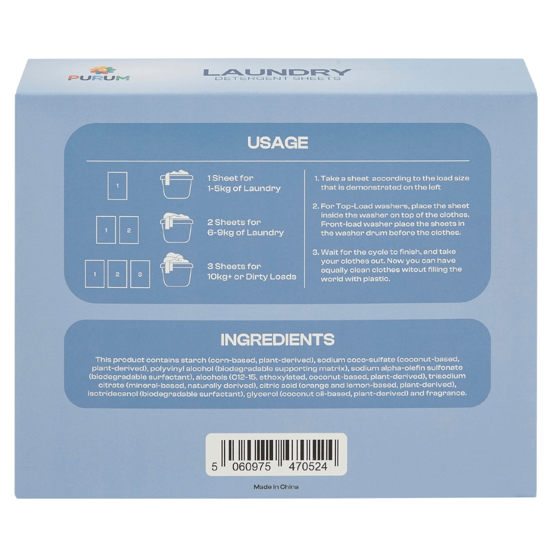 Purum Ocean Breeze Scented Eco - Friendly Laundry Detergent Sheets - 64 Pack - REGN