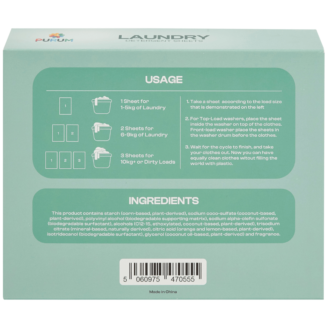 Purum Tropical Scented Eco - Friendly Laundry Detergent Sheets - 64 Pack - REGN