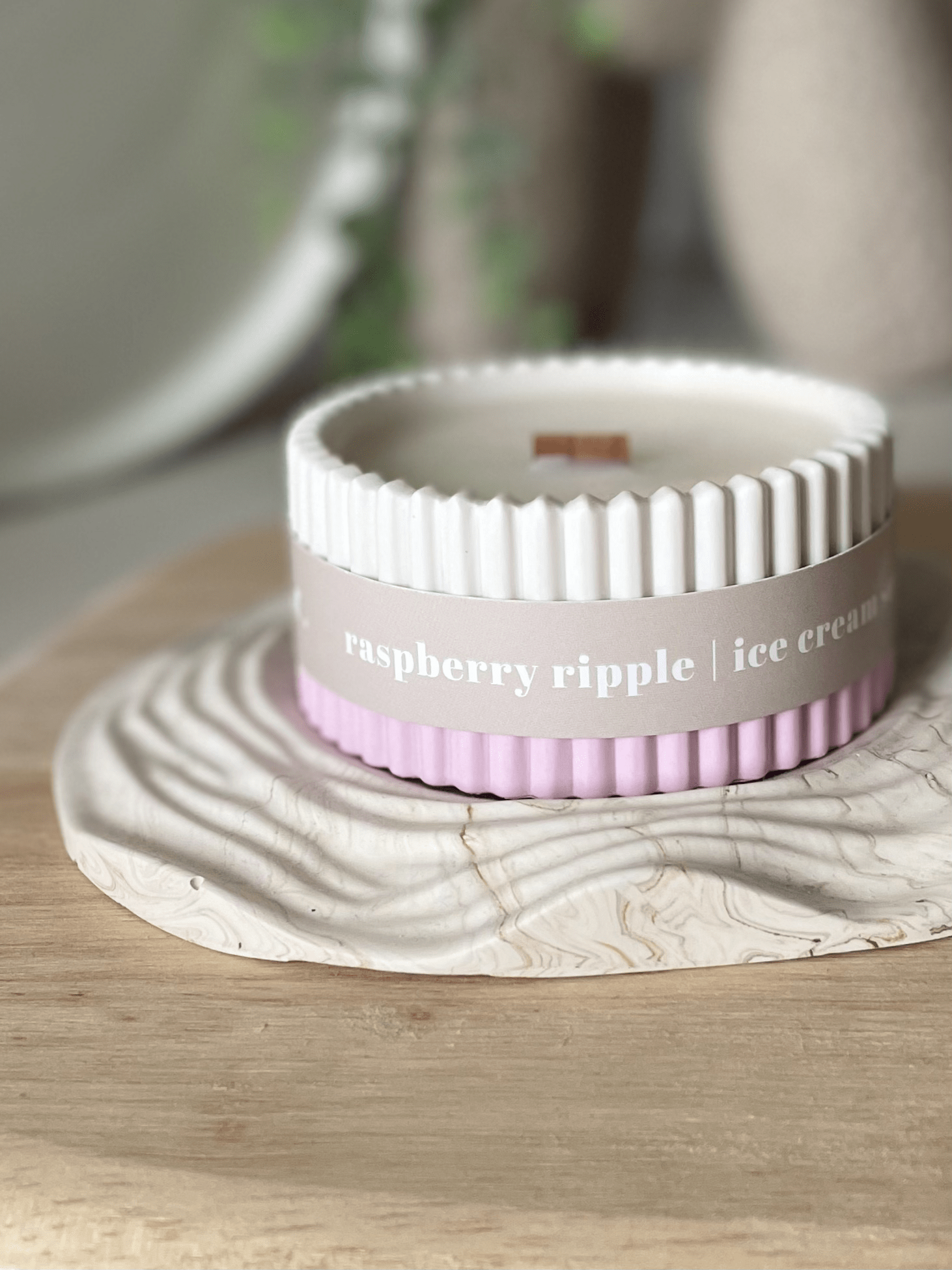 Raspberry Ripple Stoneware Soy Candle – Fruity Indulgent Scent - REGN