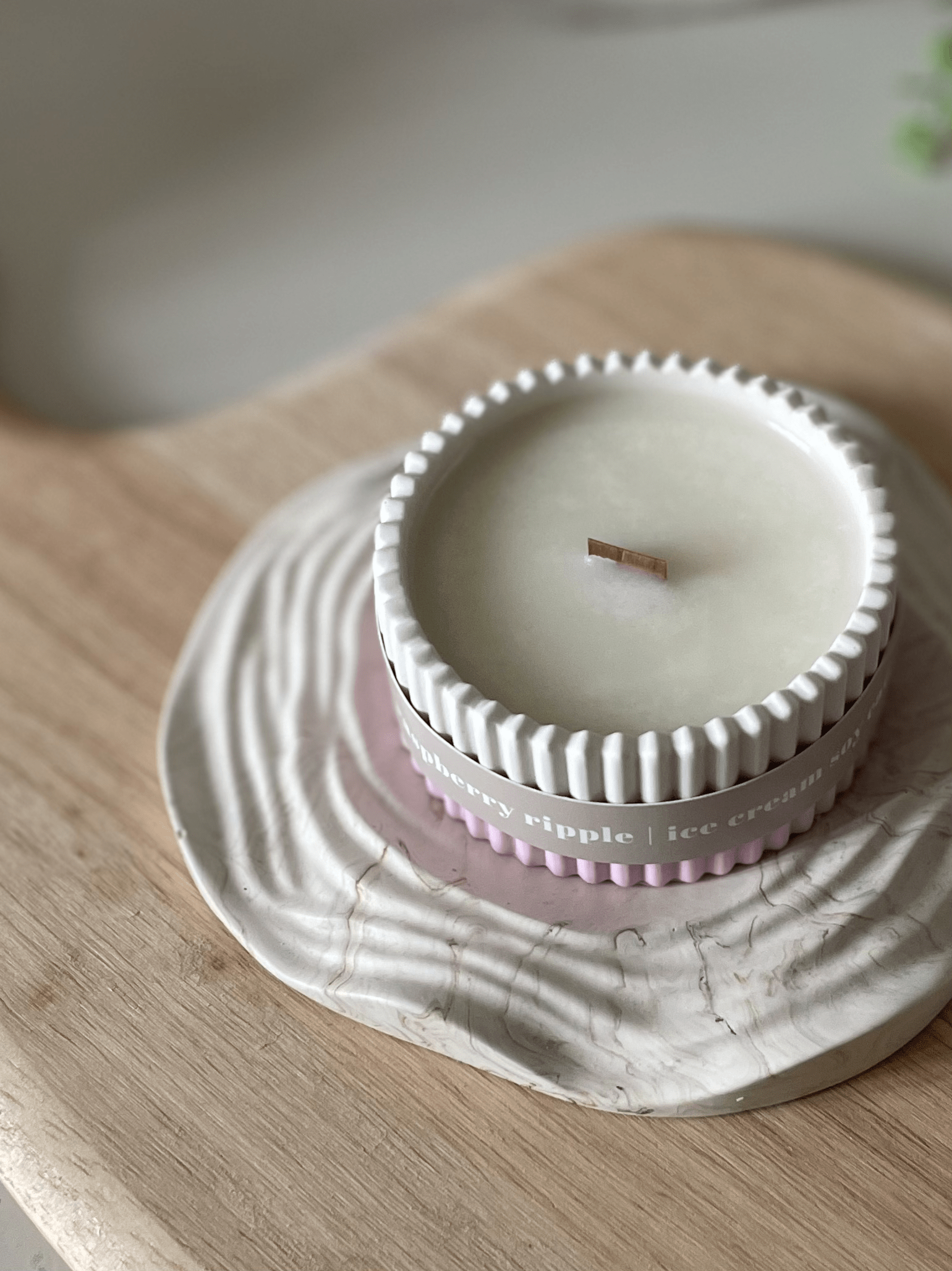 Raspberry Ripple Stoneware Soy Candle – Fruity Indulgent Scent - REGN