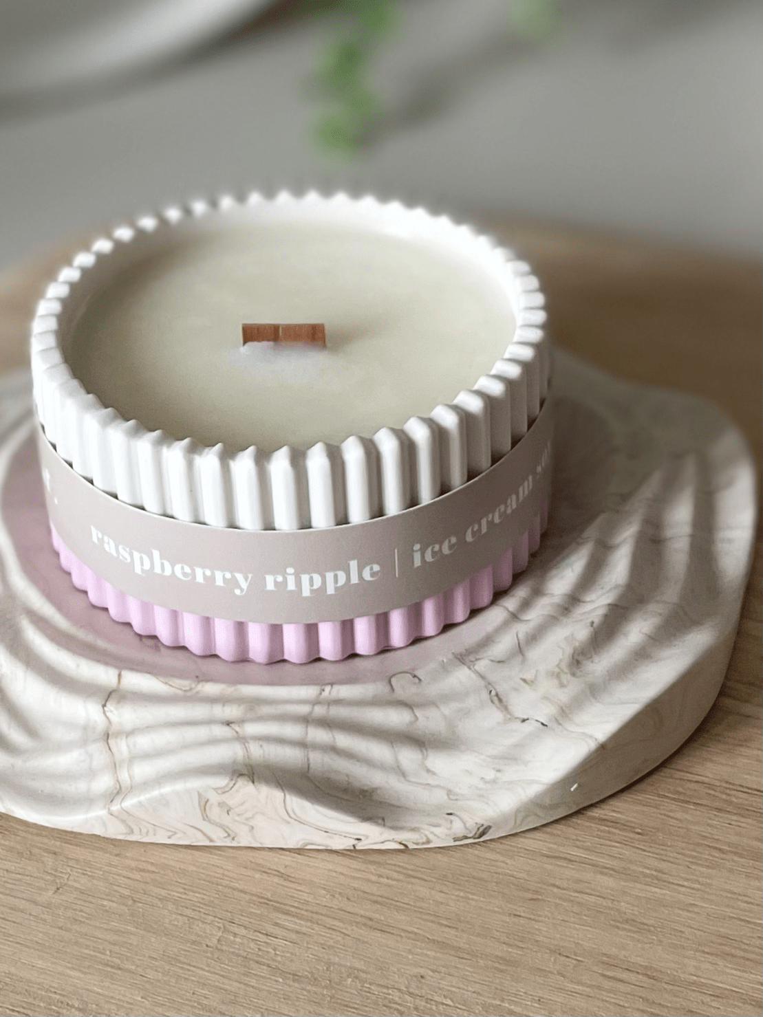 Raspberry Ripple Stoneware Soy Candle – Fruity Indulgent Scent - REGN