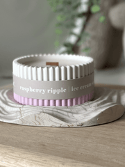 Raspberry Ripple Stoneware Soy Candle – Fruity Indulgent Scent - REGN