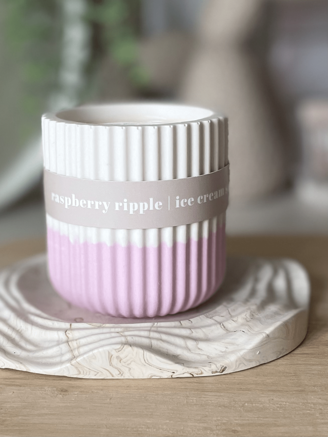 Raspberry Ripple Stoneware Soy Candle – Sustainable Fruity Scent - REGN