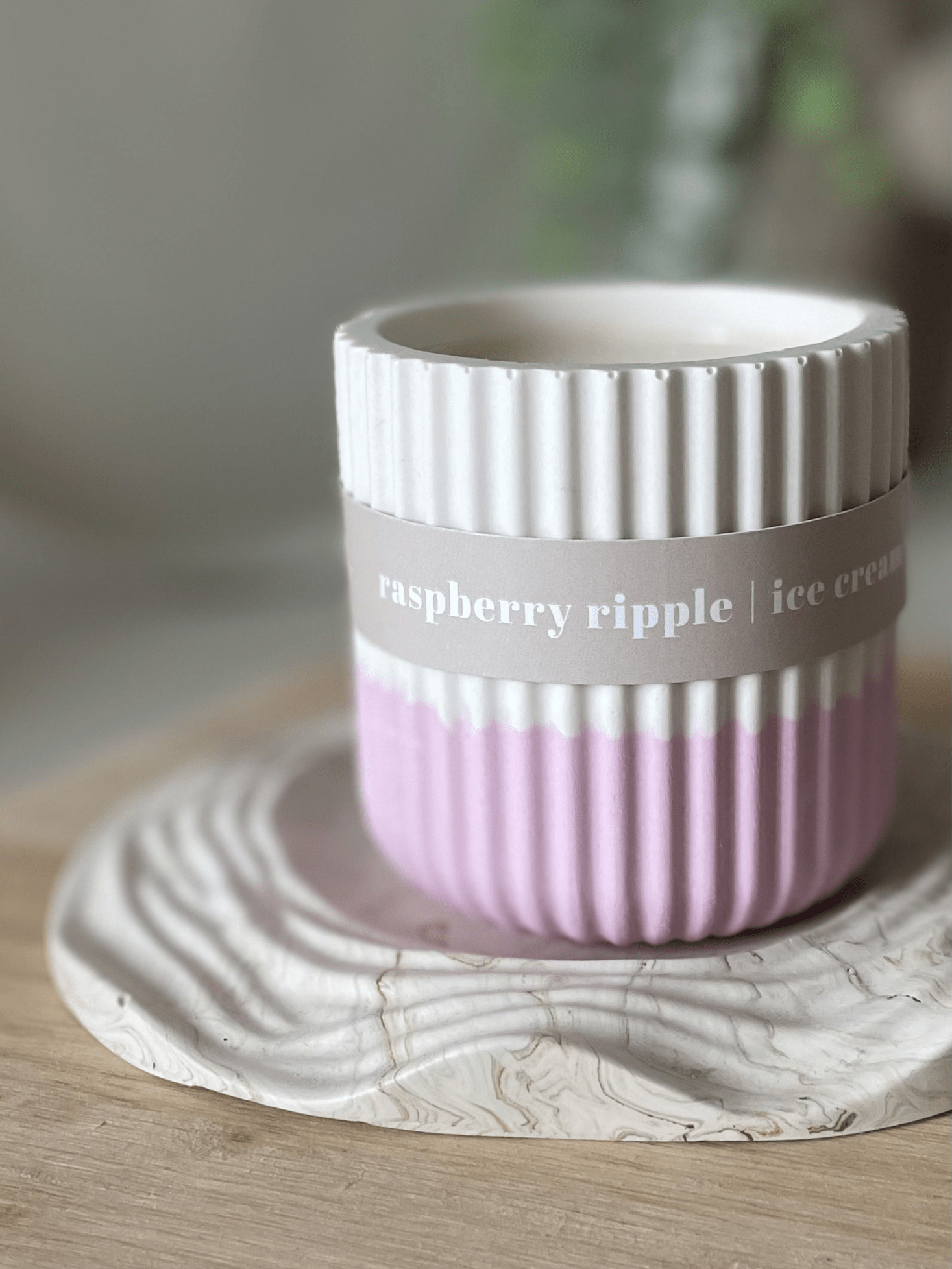 Raspberry Ripple Stoneware Soy Candle – Sustainable Fruity Scent - REGN