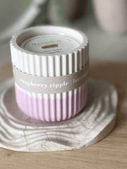 Raspberry Ripple Stoneware Soy Candle – Sustainable Fruity Scent - REGN