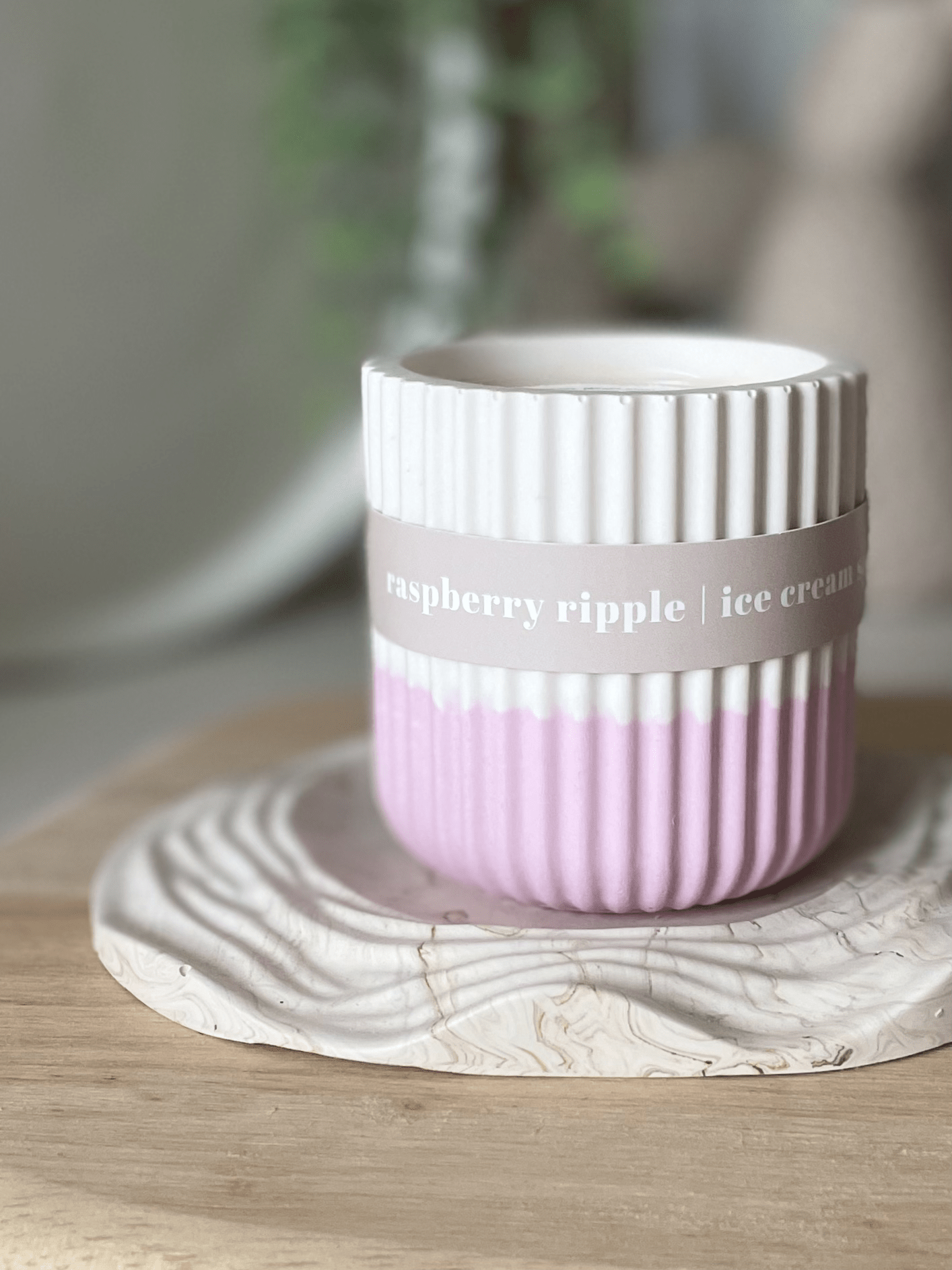 Raspberry Ripple Stoneware Soy Candle – Sustainable Fruity Scent - REGN