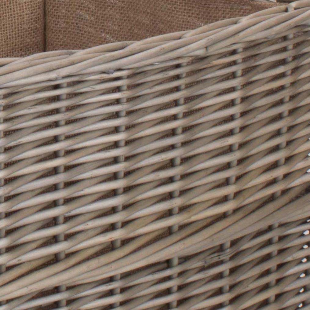 Rectangular Lined Wicker Log Storage Basket Set 3 - REGN
