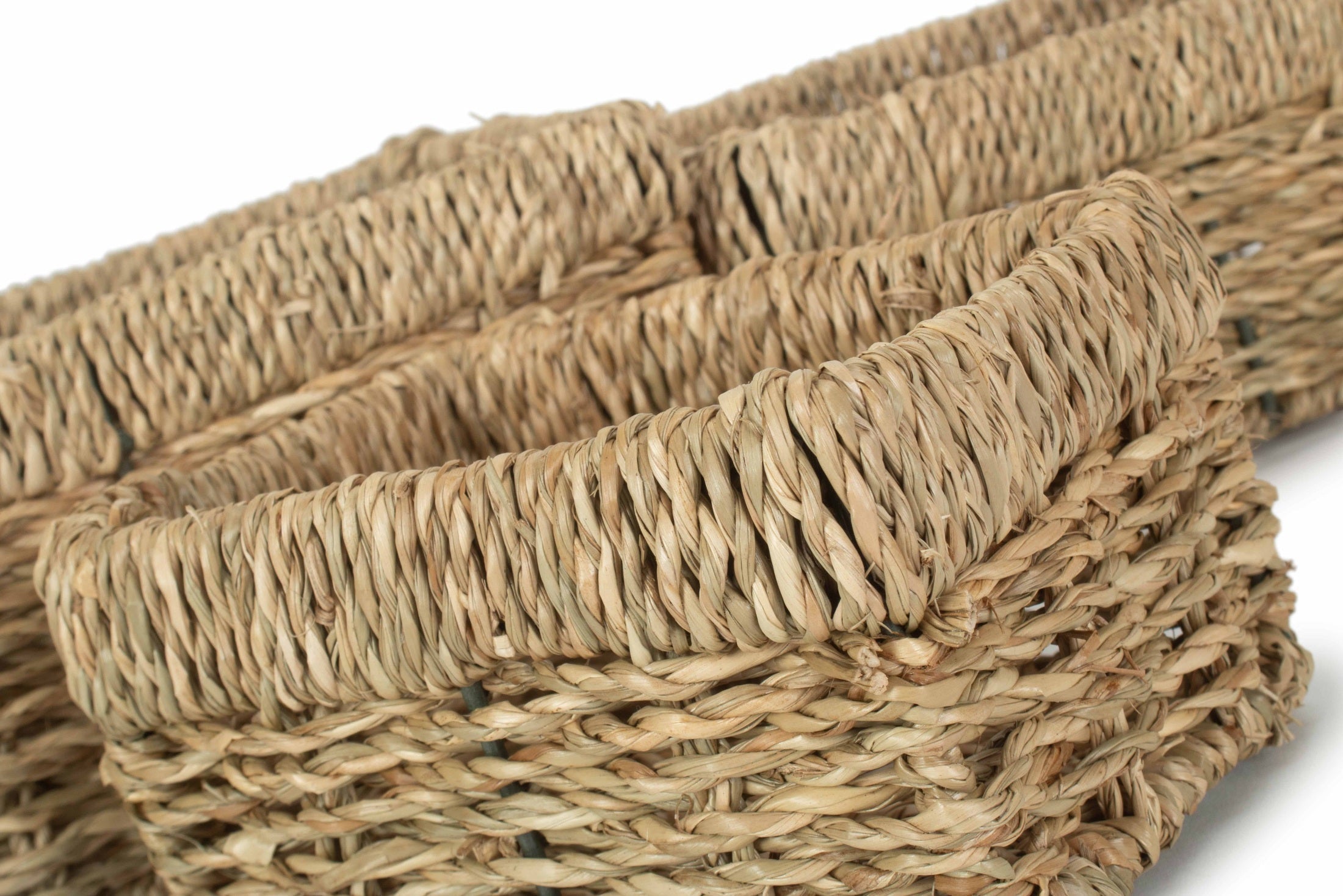 Rectangular Seagrass Small Tray Baskets Set 3 - REGN