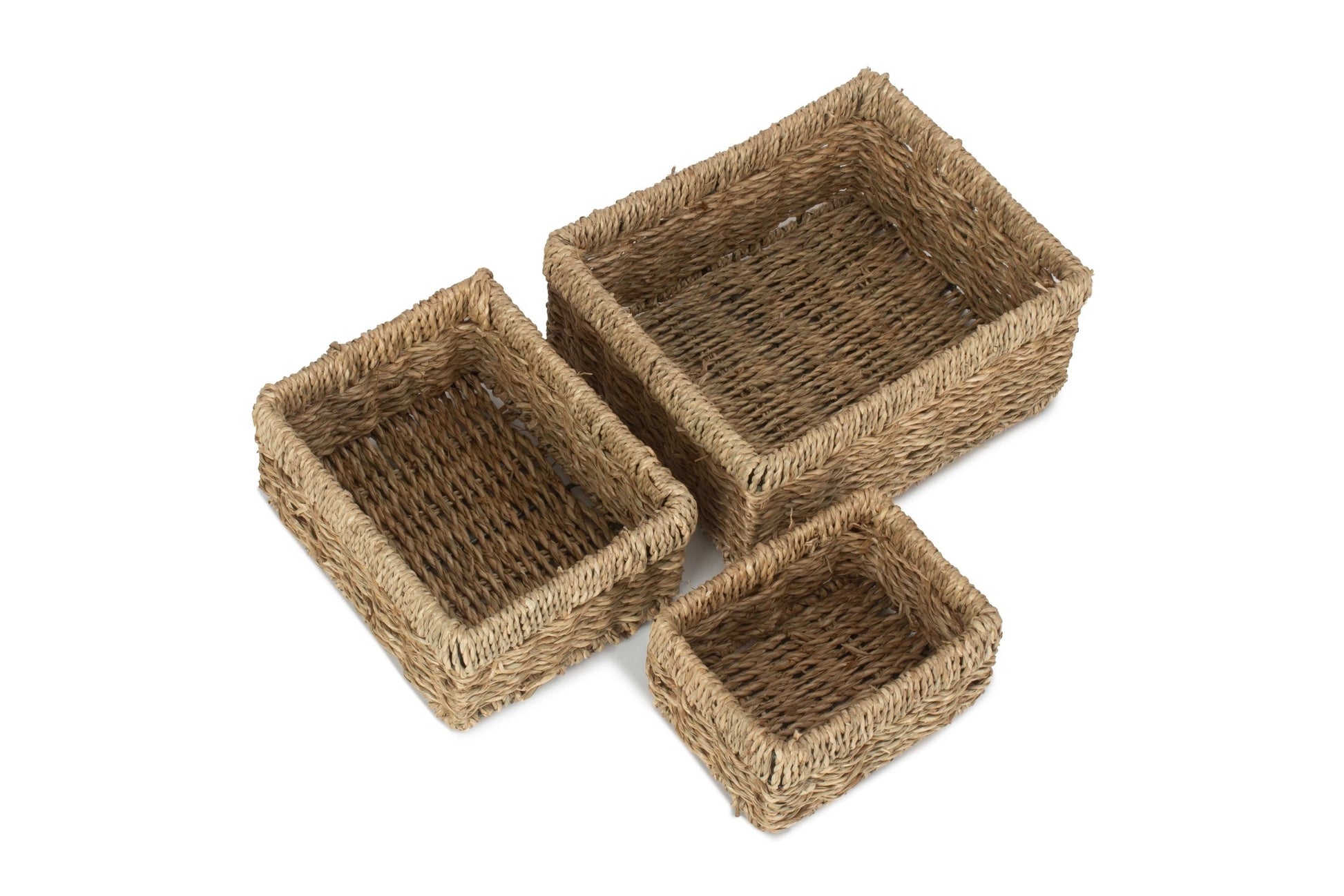 Rectangular Seagrass Small Tray Baskets Set 3 - REGN