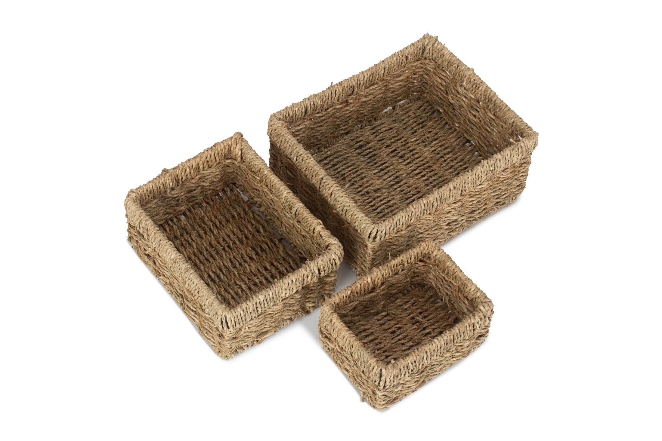 Rectangular Seagrass Small Tray Baskets Set 3 - REGN